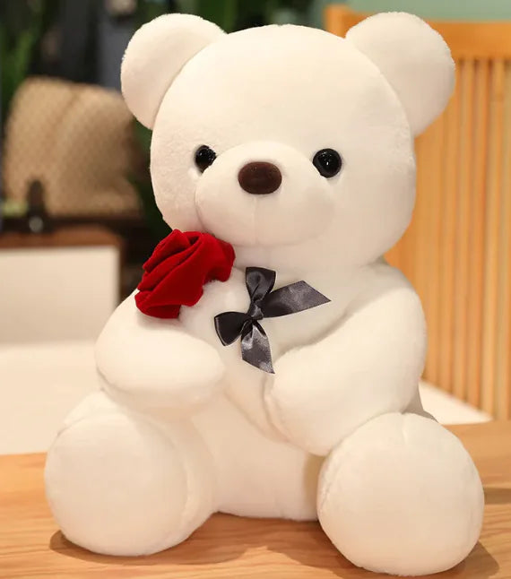 Hugging Roses Teddy Bear Plush Pillow